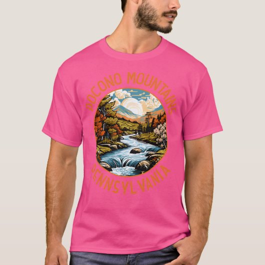 Pocono Mountains Pennsylvania Sunset Retro Distres T-shirt (Voorkant)