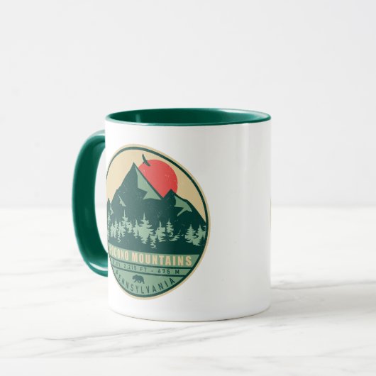 Pocono Mountains Pennsylvania Wandelzonsondergang Mok (Voorkant links)