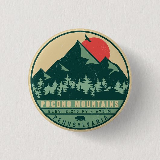 Pocono Mountains Pennsylvania Wandelzonsondergang Ronde Button 3,2 Cm (Voorkant)