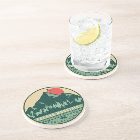 Pocono Mountains Pennsylvania Wandelzonsondergang Zandsteen Onderzetter (Zijkant)