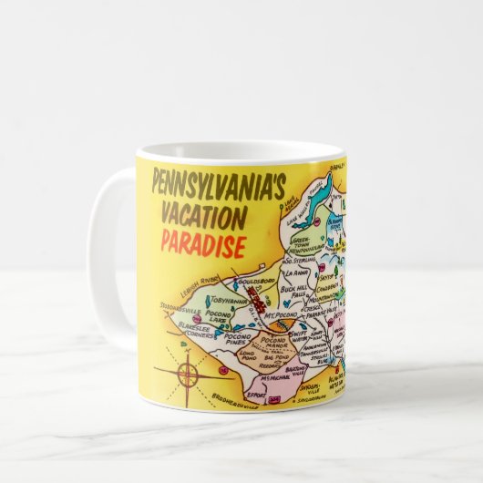 Pocono Mtns Vintage Map Mok (Voorkant links)