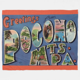Pocono Mtns Vintage Postcard Fleece Blanket Deken