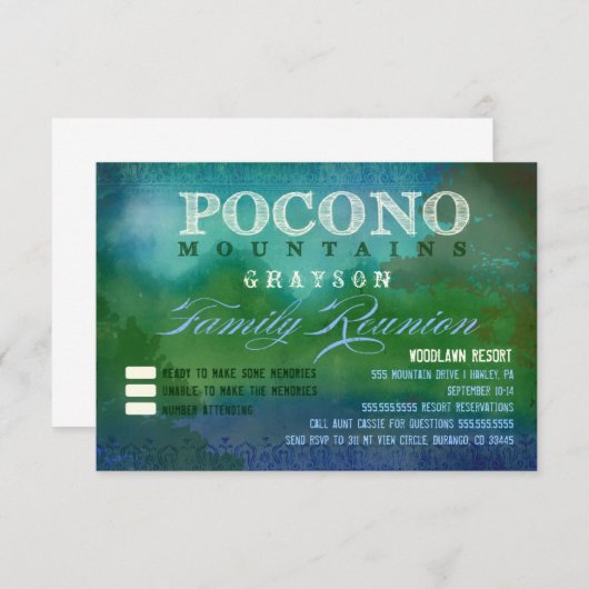 POCONOS-gezinshereniging Kaart (Voorkant / Achterkant)