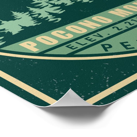 Poconos PA Retro Sunset  Souvenir Gift Poster (Hoek)