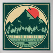 Poconos PA Retro Sunset  Souvenir Gift Poster (Voorkant)