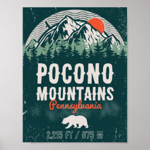 Poconos Pennsylvania PA Mountain Gift Retro Poster