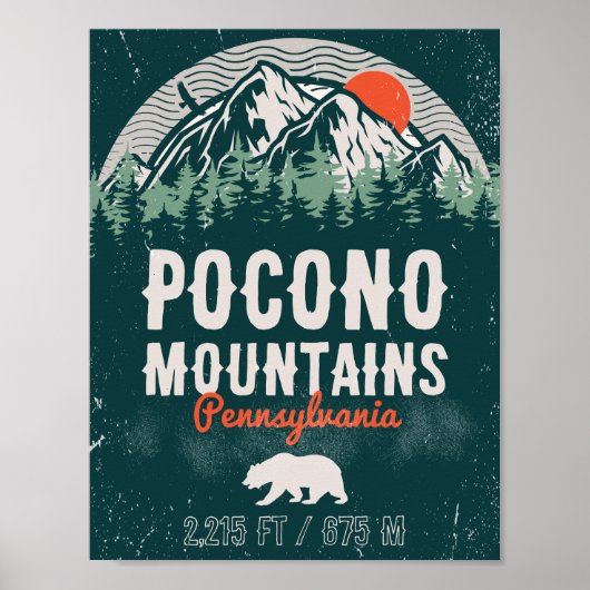 Poconos Pennsylvania PA Mountain Gift Retro Poster (Voorkant)