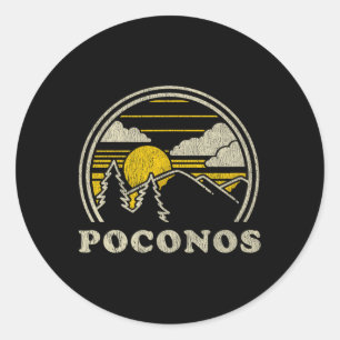 Poconos Pennsylvania Pa T-shirt vintage wandelen M Ronde Sticker