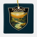 Poconos Pennsylvania Reizen Kunst Vintage Keramisch Ornament<br><div class="desc">Pocono Mountains in een vectorkunststijl. De Pocono Mountains omvatten beboste bergtoppen,  meren en valleien in Pennsylvania.</div>