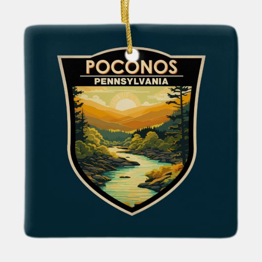 Poconos Pennsylvania Reizen Kunst Vintage Keramisch Ornament (Voorkant)