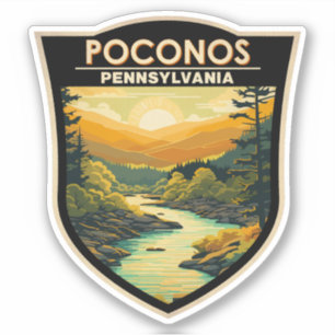 Poconos Pennsylvania Reizen Kunst Vintage Sticker
