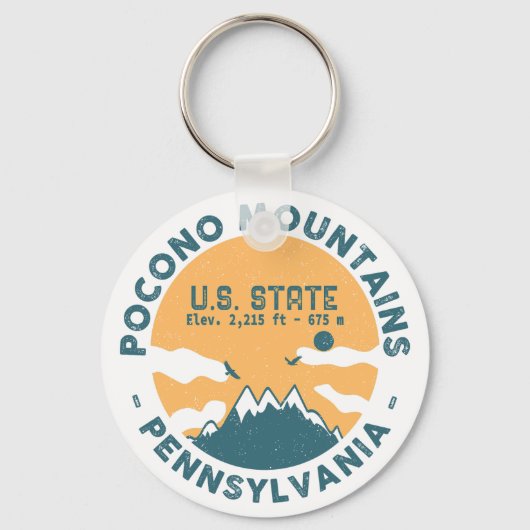 Poconos Pennsylvania - Retro Souvenir Sleutelhanger (Voorkant)