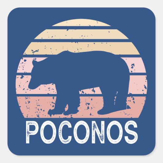 Poconos Retro-Beer Vierkante Sticker (Voorkant)
