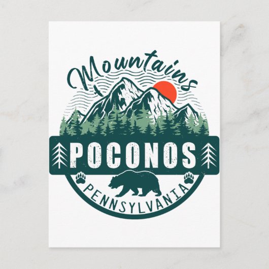 Poconos Retro Pennsylvania Mountains 60 Briefkaart (Voorkant)