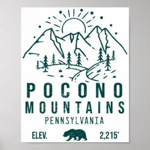 Poconos Retro Pennsylvania Mountains 60 Poster