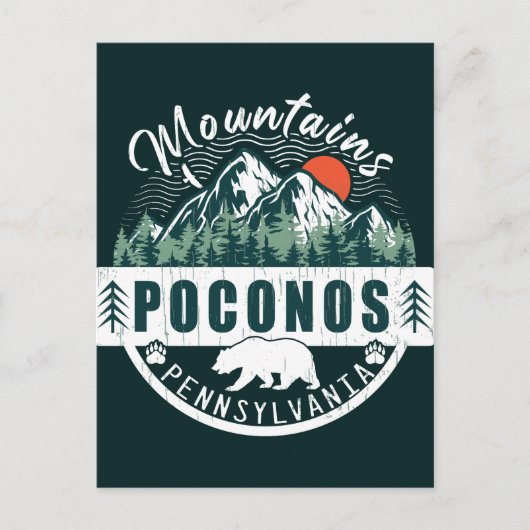 Poconos Retro Pennsylvania Mountains Briefkaart (Voorkant)
