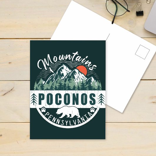 Poconos Retro Pennsylvania Mountains Briefkaart