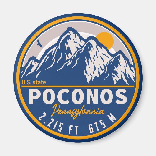 Poconos Retro Pennsylvania Mountains Magneet (Voorkant)