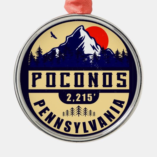 Poconos Retro Pennsylvania Mountains Metalen Ornament (Voorkant)