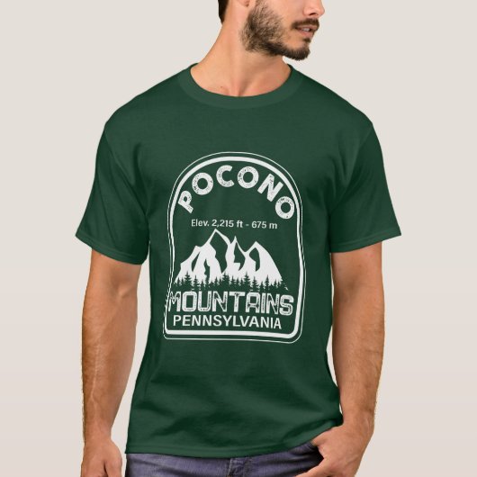 Poconos Retro Pennsylvania Mountains T-shirt (Voorkant)