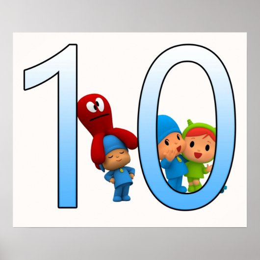Pocoyo grappige kinderen verjaardag 10e jongen en poster (Voorkant)