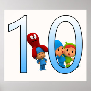 Pocoyo grappige kinderen verjaardag 10e jongen en poster