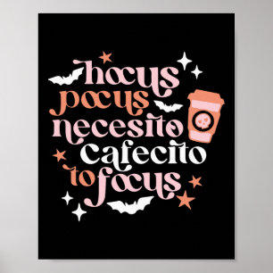 Pocus Necesito Cafecito voor Halloween-koffie Poster
