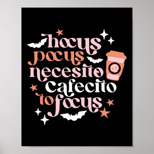 Pocus Necesito Cafecito voor Halloween-koffie Poster (Voorkant)