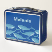 Pod of Whales Zwemmen Donkerblauw Gepersonaliseerd (Voorkant)