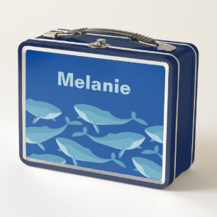 Pod of Whales Zwemmen Donkerblauw Gepersonaliseerd