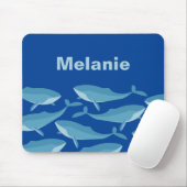 Pod of Whales Zwemmen Donkerblauw Gepersonaliseerd Muismat (Met muis)