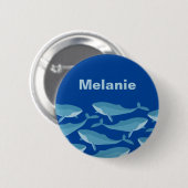 Pod of Whales Zwemmen Donkerblauw Gepersonaliseerd Ronde Button 5,7 Cm (Voorkant /achterkant)