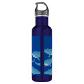 Pod of Whales Zwemmen Donkerblauw Gepersonaliseerd Waterfles (Achterkant)