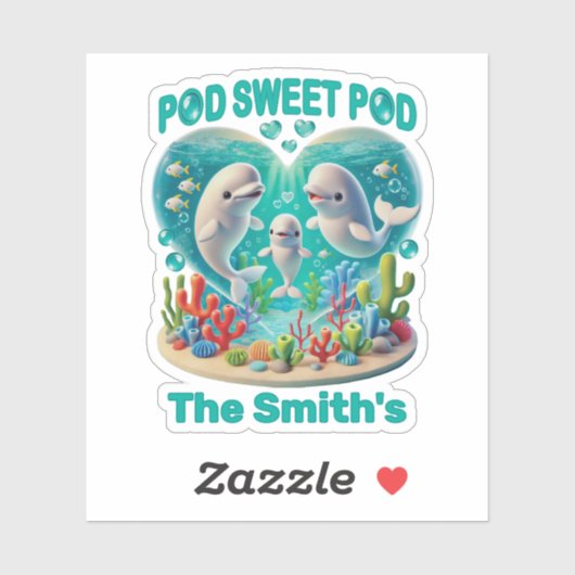 "Pod Sweet Pod" Walvis Familie Aanpasbaar Sticker (Vel)