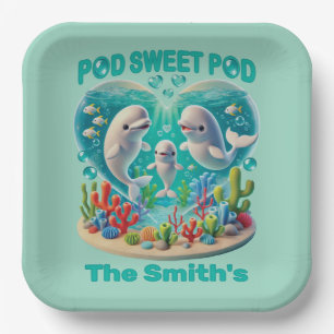"Pod Sweet Pod" Walvisfamilie Papieren Bordje