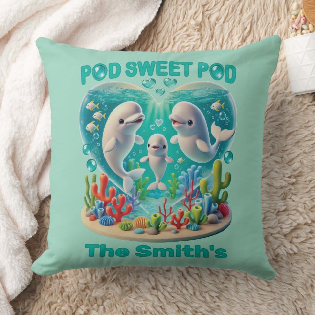 "Pod Sweet Pod" Whale familie  Kussen (Deken)