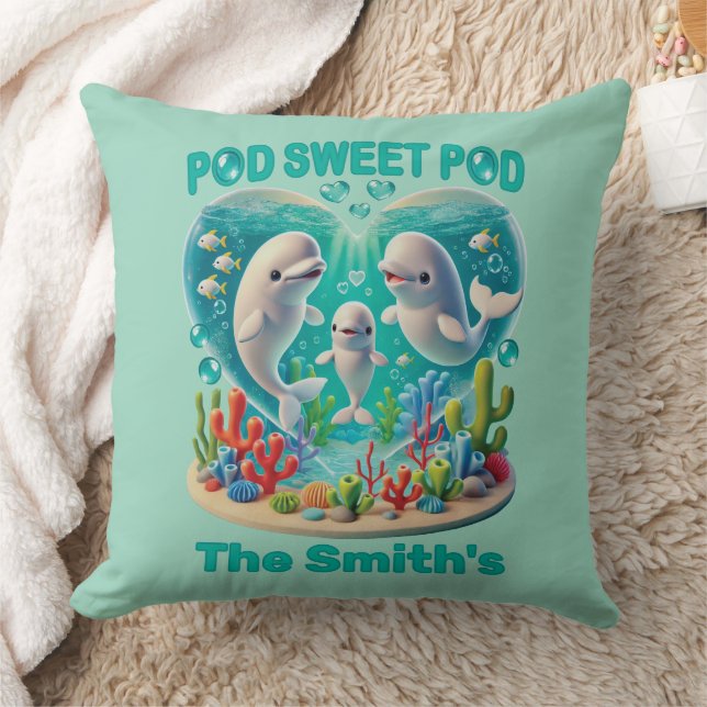 "Pod Sweet Pod" Whale familie  Kussen (Deken)