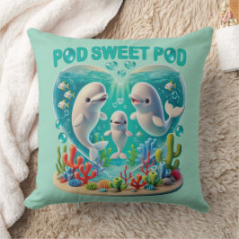 "Pod Sweet Pod" Whale-familie Kussen