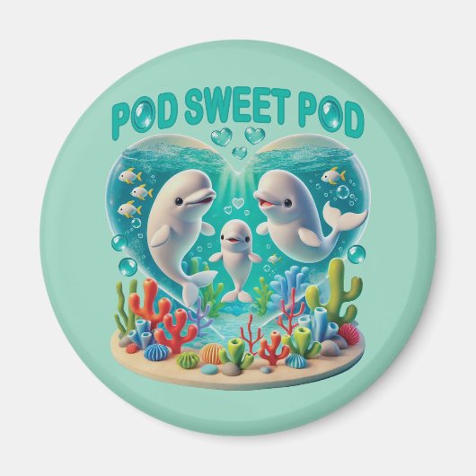 "Pod Sweet Pod" Whale-familie Magneet (Voorkant)
