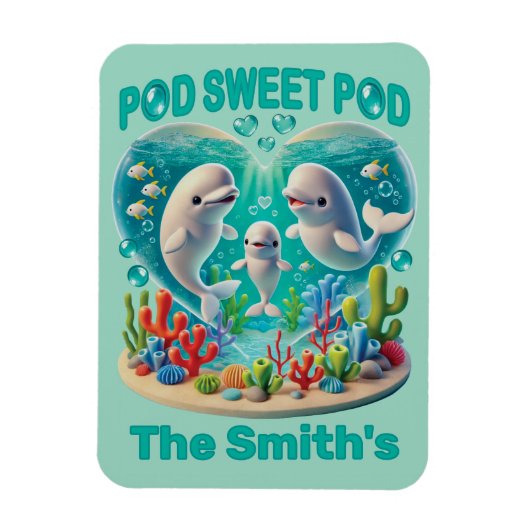 "Pod Sweet Pod" Whale familie  Magneet (Verticaal)