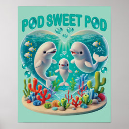 "Pod Sweet Pod" Whale-familie Poster