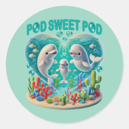 "Pod Sweet Pod" Whale-familie Ronde Sticker