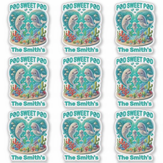 "Pod Sweet Pod" Whale familie  Sticker (Voorkant)