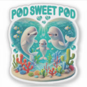 "Pod Sweet Pod" Whale-familie Sticker (Voorkant)