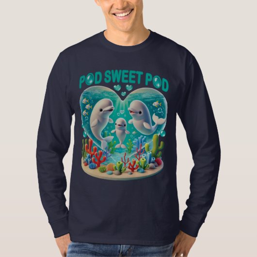 "Pod Sweet Pod" Whale-familie T-shirt (Voorkant)