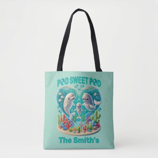 "Pod Sweet Pod" Whale familie  Tote Bag (Voorkant)