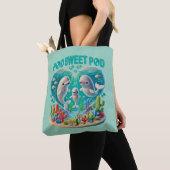 "Pod Sweet Pod" Whale-familie Tote Bag (Dichtbij)