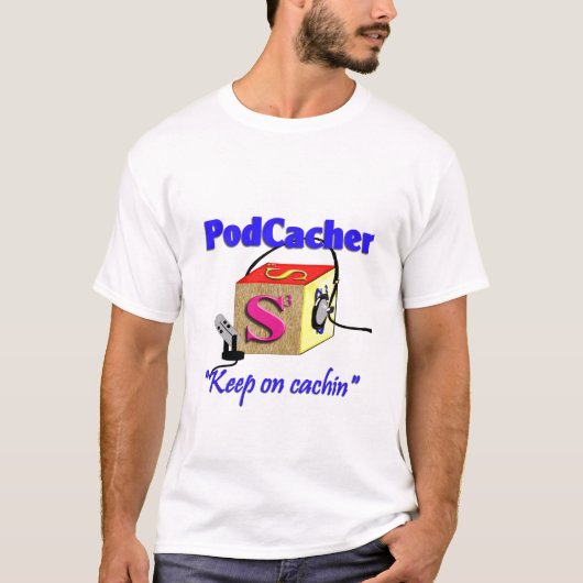 PodCacher met URL op rug T-shirt (Voorkant)