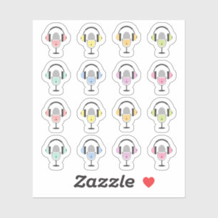 Podcast Audiobook Planner Koptelefoons Microfoons Sticker