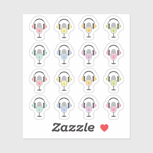 Podcast Audiobook Planner Koptelefoons Microfoons Sticker (Vel)